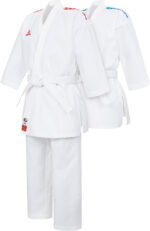 Karate-Gi Set „Kumite“ - weiss, mit rotem und blauem Schulterstick – Bild 3