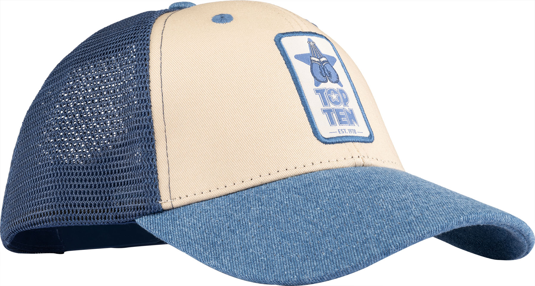 Trucker Cap „Denim Look“ - blau-beige – Bild 1