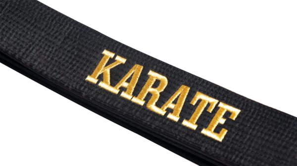 Budogürtel in Glanzoptik mit Box (mit Bestickung) „KARATE“ – Bild 2