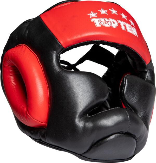top-ten-headguard-sparing-black-red-4042-left-3.jpg Kopfschutz für das Sparring – Bild 1